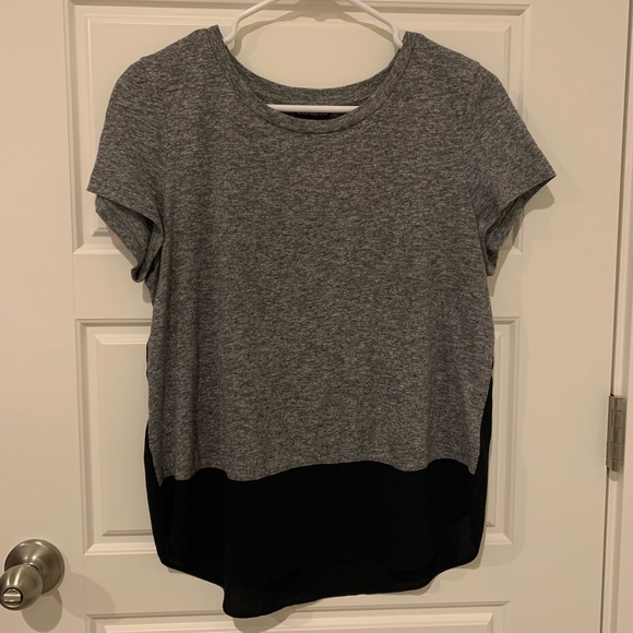 Express Tops - Medium Express Gray/Black Colorblock Top
